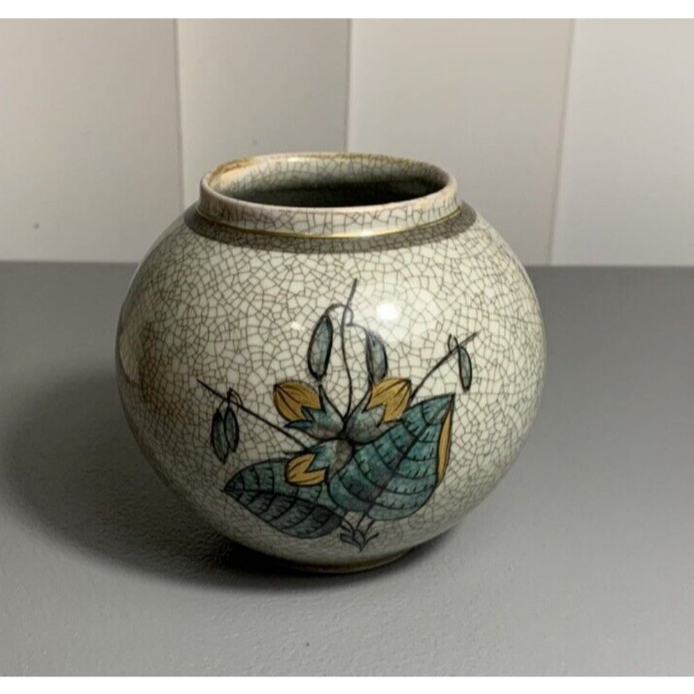 Kjobenhavas Porcellains Maleri Crackle Circular Vase Votive Candle Holder Flower